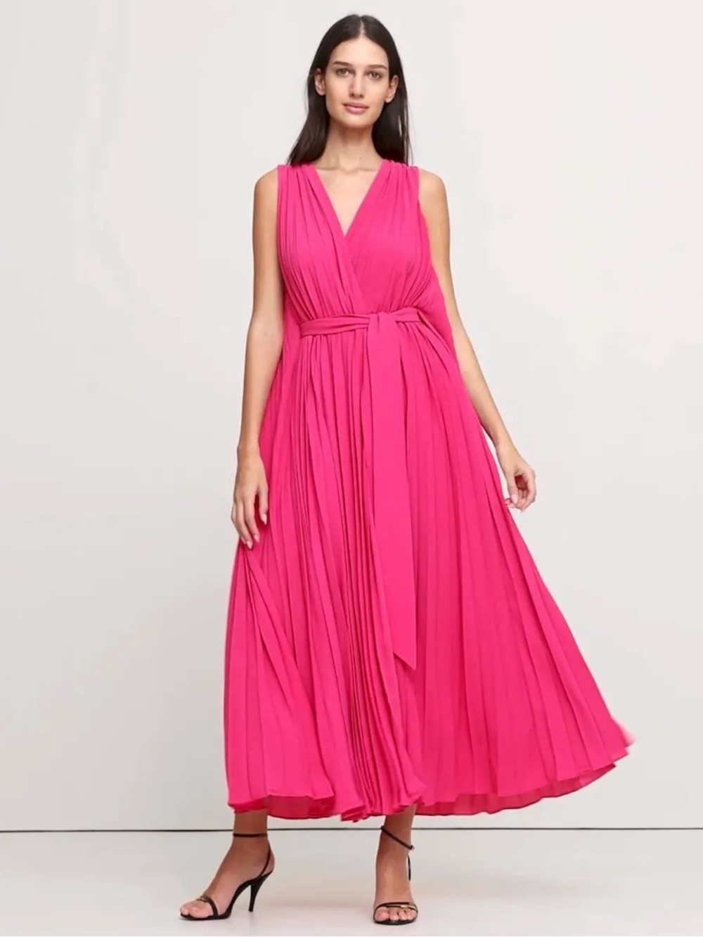 NWT! Banana Republic Pink Pleated Cape Maxi Dress - Size Medium